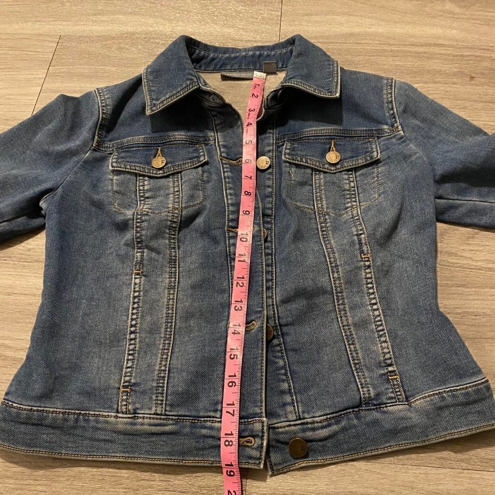 New York & Co. cotton blue denim casual button down long sleeve jacket size XS - Picture 5 of 8